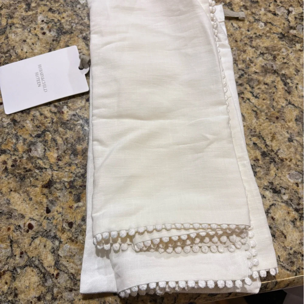 RH NWT baby & teen petite pompom linen cotton standard sham -white